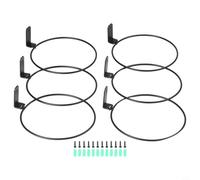 Soporte para macetas montado en la pared para anillo, construcción de hierro sólido resistente, diseño plegable que ahorra espacio, color negro, soporta hasta 40 libras, varios tamaños, paquete de 6