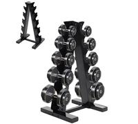 Soporte para mancuernas, marco en A, soporte para pesas de 34 x 32 x 65 cm, ahorra espacio, 5 niveles, capacidad de carga de 100 kg, soporte para pesas para gimnasio en casa (negro)