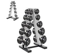 Soporte para mancuernas, marco en A, soporte para pesas de 34 x 32 x 65 cm, ahorra espacio, 5 niveles, capacidad de carga de 100 kg, soporte para pesas para gimnasio en casa (color blanco)
