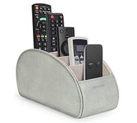 Soporte para mandos a distancia con 5 compartimentos, caja de almacenamiento de piel sintética para mandos de TV, controladores de calefacción, reproductor multimedia, suministros de oficina, brochas