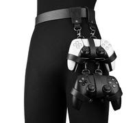 Soporte para mandos de videojuegos HiiFeuer Vintage de piel sintética - Clip ajustable para el cinturón para mandos, soporte portátil para accesorios de videojuegos para eSports (Negro A) [Xbox]