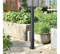 Soporte para manguera con grifo exterior anticongelante, columna de agua independiente con doble salida, hidrante cilíndrico negro para el riego del jardín o el lavado(Height: 60cm/23.6in)