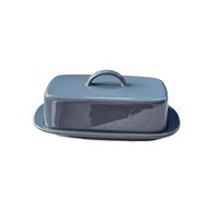 Soporte para mantequilla Caja de mantequilla cerámica gris Plato con tapa Bandeja pequeña postre color bajo cubierta Platos De Mantequilla