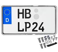 Soporte para matrícula 255 x 130 cm, aspecto cromado, para motocicleta o moto, 255 x 130 cm, con material de fijación