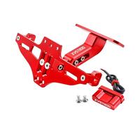 Soporte para matrícula de Bicicleta para XVS1300 2015-2017 Soporte De Matrícula CNC para Motocicleta, Marco De Matrícula, Soporte De Luz LED(Red)