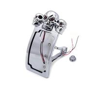 Soporte para matrícula de Motocicleta W/Skull luz Trasera Curva Soporte de Placa matrícula Montaje Lateral 7/8 "1" Eje Piezas Motocicleta posventa(Prata)
