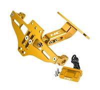 Soporte para matrícula Trasera de Motocicleta para Hon@&da NC750 NC750X NC700X NC700XD NC700S Soporte De Matrícula Ajustable con Luz LED(Yellow with Logo)