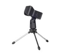 Soporte para micrófono, 16 x 9 cm, soporte para trípode, soporte ajustable para micrófono de escritorio con bloqueo, soporte de micrófono ABS con pie de trípode para karaoke, voz, discurso, podcasts