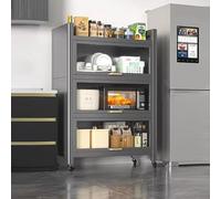 Soporte para microondas con almacenamiento, versátil estante para horno de cocina y estante de panadería, armario de almacenamiento móvil con diseño de puerta abatible para cocina y comedor