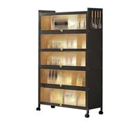 Soporte para microondas con armarios de almacenamiento - Estante de cocina de 6 capas con puerta abatible para especias y ollas, estante versátil para horno, duradero y ahorra espacio, 100 cm