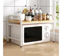 Soporte para microondas con estante de panadero y soporte para impresora, solución de almacenamiento de cocina de 2 niveles, soporte de mesa que ahorra espacio para horno microondas para encimera de