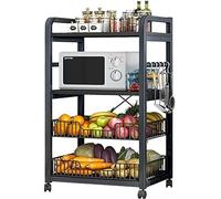 Soporte para microondas con estante para especias, estante de almacenamiento de cocina de 4 niveles, estante de panadero, diseño que ahorra espacio para organización de la cocina