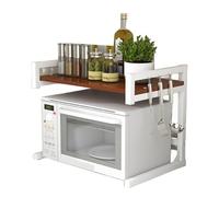Soporte para microondas de 2 niveles, organizador y estante de cocina de madera resistente, estante de almacenamiento para encimera que ahorra espacio para microondas y electrodomésticos, estante de