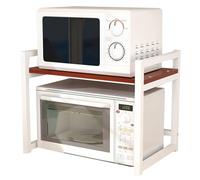 Soporte para microondas de 2 niveles, organizador y estante de cocina de madera resistente, estante para electrodomésticos que ahorra espacio para almacenamiento de encimera, estante versátil para