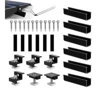 Soporte para módulo solar para 2 módulos, rieles de perfil de aluminio de 12 cm + abrazadera ajustable para módulos de grosor de 30-35 mm, kit de montaje para techo plano de chapa trapezoidal