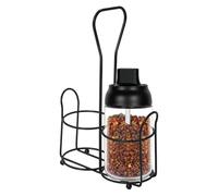 Soporte para molinillo de sal y pimienta - Soporte para molinillo de pimienta con asa, organizador de almacenamiento de acero, accesorio de mesa de comedor apto para lavavajillas para familiares, amig