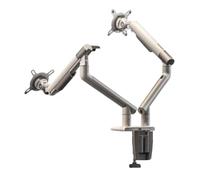 Soporte para monitor, brazo de soporte de pantalla de 17 a 32 pulgadas, brazo de montaje de monitor doble, soporte mecánico ajustable en altura con 2 puertos USB