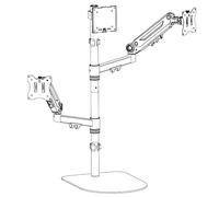 Soporte para monitor para 3 monitores de escritorio, 1 fijo de 49 pulgadas y 2 muelles de gas, 35, soporte de pantalla para 3 monitores con pie en V estable, altura ajustable de 80 cm, soporte de mesa