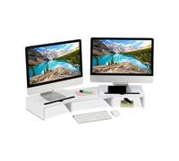Relaxdays Soporte para 2 monitores blanco blanco,negro