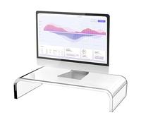 Soporte para monitor transparente, gran espacio de almacenamiento, diseño con pies autoadhesivos, soporte para monitor de acrílico fuerte, estable y estable, plataforma estable para el hogar, la