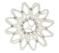 Soporte para moños, cubierta de diamantes de imitación de perlas, elegante accesorio de red para el pelo, sujeción segura durante todo el día, tela elástica elástica, estilo profesional, de moño