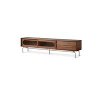 Soporte para mueble de TV 200 cm Armario de piso de almacenamiento de granja de madera maciza, muebles de centro de sala de estar retro color nogal, también adecuado para hoteles, salas de