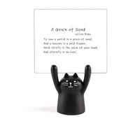 Soporte para notas con cita de poesía famosa de un grano de arena, diseño de gato negro