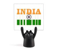 Soporte para notas con diseño de bandera del país del sur de Asia con dibujos animados de gato negro
