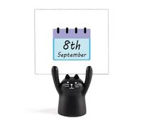 Soporte para notas con diseño de gato negro con dibujos animados del Día Internacional de la Alfabetización