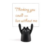 Soporte para notas con diseño de gato negro con texto en inglés "You Could Live Without Me"
