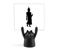 Soporte para notas con diseño de gato negro de dibujos animados de fe misionera caminando