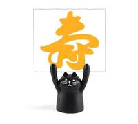 Soporte para notas con diseño de gato negro, diseño de trazos de pincel rojo