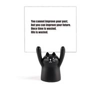 Soporte para notas con texto en inglés "Once Time is Wasted Life is Wasted", diseño de gato negro