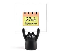 Soporte para notas de activista de rehabilitación para sordos del Día Internacional, diseño de gato negro