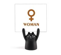 Soporte para notas de conocimiento científico feliz para mujer, diseño de gato negro