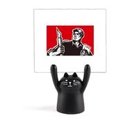 Soporte para notas de cultura de propaganda de educación china roja con dibujos animados de gato negro