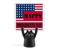 Soporte para notas de diseño de gato negro con bandera del Día de los Presidentes de Estados Unidos
