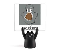 Soporte para notas de emoción aterradora gris con dibujos animados de gato negro