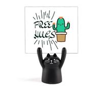 Soporte para notas de gato negro con diseño de cactus abrazando el cuerpo