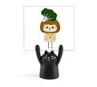 Soporte para notas de gato negro con diseño de coliflor verde saludable