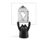 Soporte para notas de gato negro con diseño de mapa de América del Sur