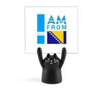 Soporte para notas de gato negro con texto en inglés "I Am from Bosnia and Herzegovina