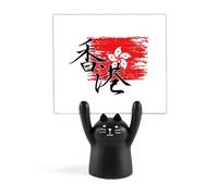 Soporte para notas de Hong Kong con diseño de gato negro con bandera de Política Especial