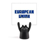 Soporte para notas de integración de la bandera de la Unión Europea, diseño de gato negro