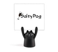 Soporte para notas de sal de perro salado con su taza, diseño de gato negro