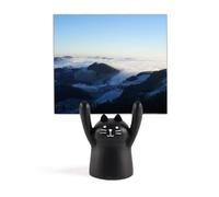 Soporte para notas, diseño de gato negro con nubes de montaña, niebla, naturaleza, ciudad