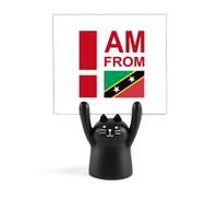 Soporte para notas, diseño de gato negro con texto en inglés "I Am from Kitts Nevis"