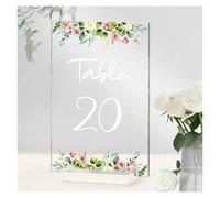 soporte para números de mesa, 1-20 con soportes, ribete dorado, tema floral verde for recepción de boda, aniversario, despedida soltera(Colorful)