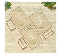 soporte para números de mesa, 1-20 con soportes, ribete dorado, tema floral verde for recepción de boda, aniversario, despedida soltera(20 Pack)