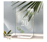 soporte para números de mesa, 1-20 con soportes, ribete dorado, tema floral verde for recepción de boda, aniversario, despedida soltera(10 Pack)